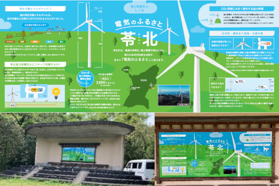 苓北風力発電所（熊本県）と再生可能エネルギーについて紹介する看板を制作