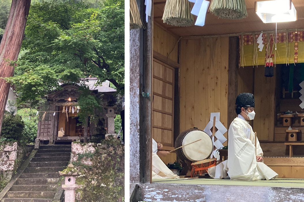 厳島神社（鳥取県伯耆町父原）へ太鼓を奉納