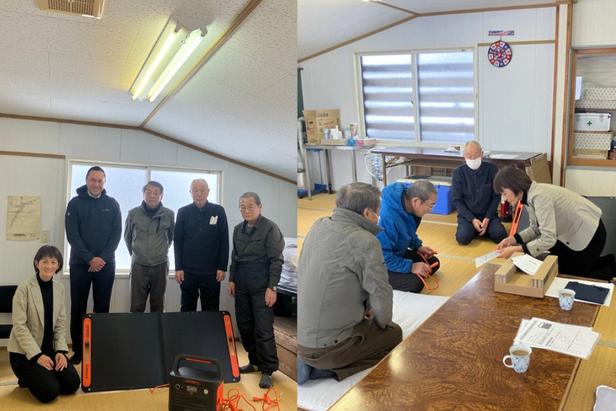 大釈迦地区（青森市）の2地域へポータブル太陽光発電パネルと蓄電池セットを寄贈