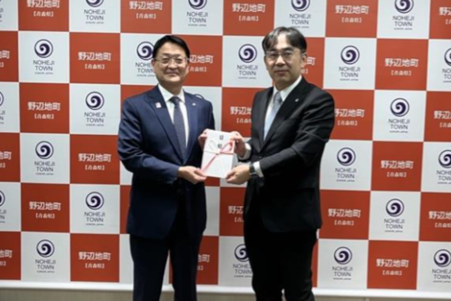 野辺地町（青森県）にポータブル太陽光発電パネルと蓄電池セットを寄贈